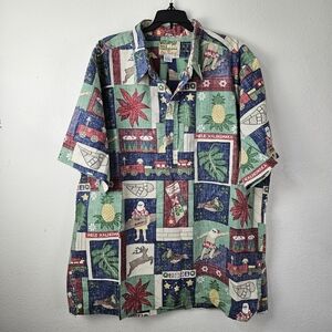 Reyn Spooner Mele Kalikimaka Christmas Hawaiian shirt 3XL Santa 2001